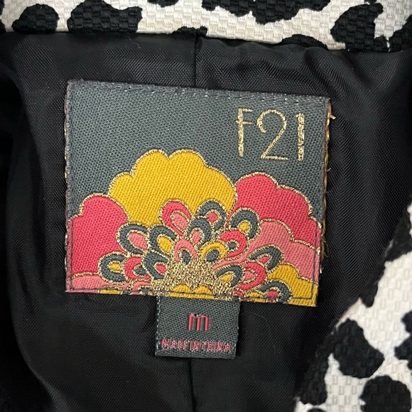 Vintage Forever 21 Jacquard Leopard Single Breasted Blazer Y2k Retro Preppy M - Picture 9 of 10